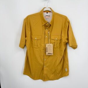 NWT Dagon Master Series Short Sleeve Snap Shirt- Sunflower Khaki sz M